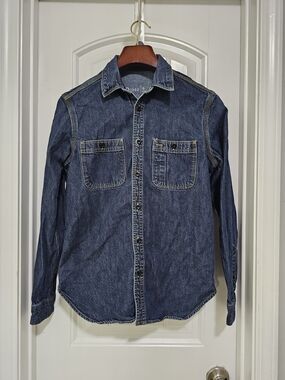 Gap 1969 Vtg Men's Indigo Denim Button-Down Shirt with Chest Pockets